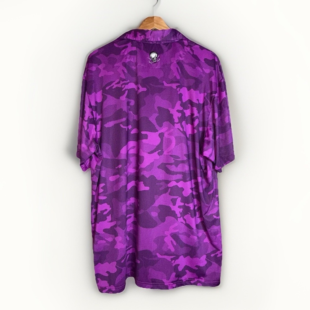 Purple Camo Polo Shirt with Skull Logo - Men - Picture 4 of 7